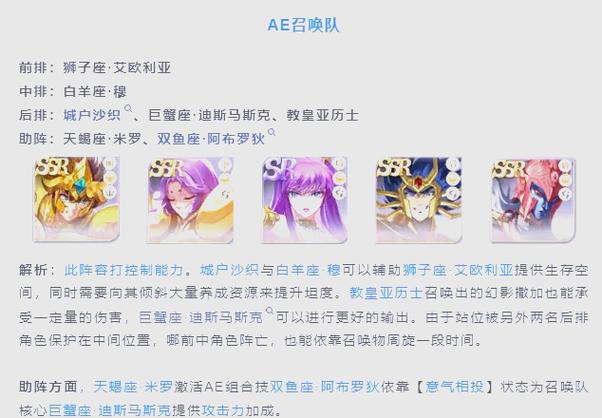 圣斗士星矢重生强力输出阵容搭配攻略：策略组合与实战应用分析